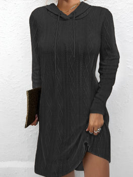 Drawstring Hooded Sweater Dress