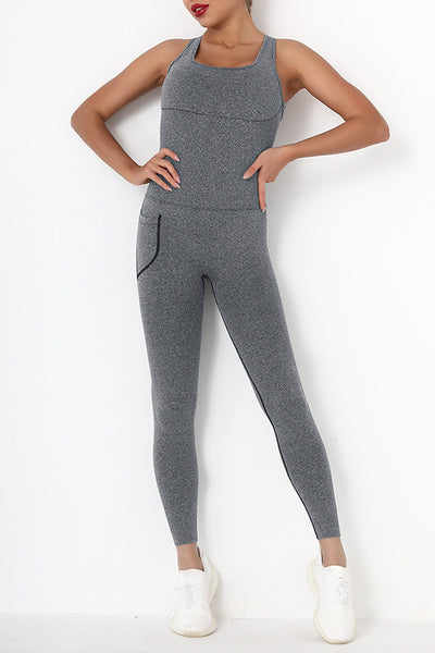 Crisscross Wide Strap Active Jumpsuit