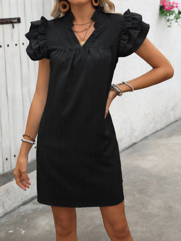 Ivy Lane Ruffled Notched Cap Sleeve Mini Dress