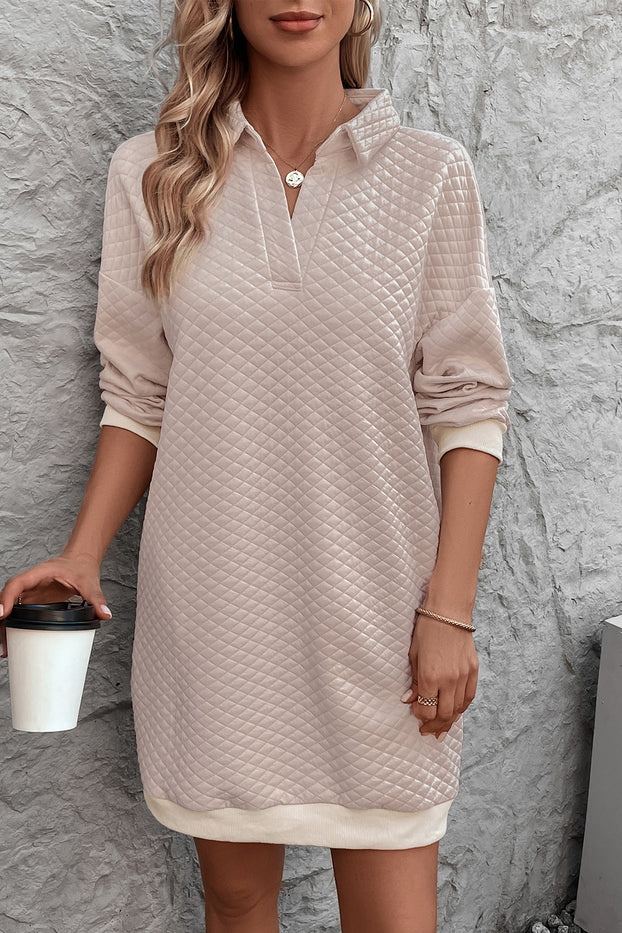 Perfee Johnny Collar Dropped Shoulder Dress