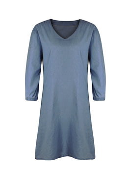 Full Size V-Neck Half Sleeve Dress