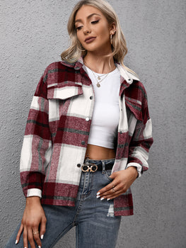 Ivy Lane Plaid Long Sleeve Shirt Jacket