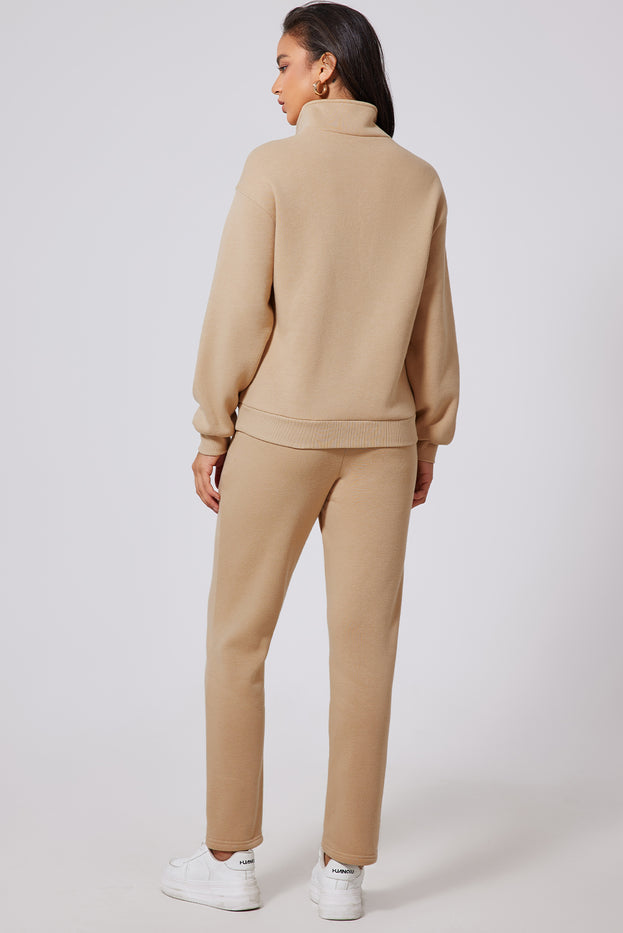 Half Snap Turtleneck Top and Pants Active Set