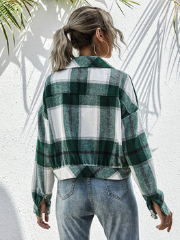 Ivy Lane Plaid Dropped Shoulder Shirt Jacket