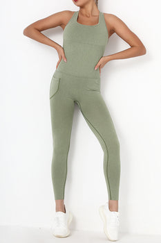 Crisscross Wide Strap Active Jumpsuit