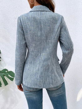 Lapel Collar Long Sleeve Blazer with Pockets