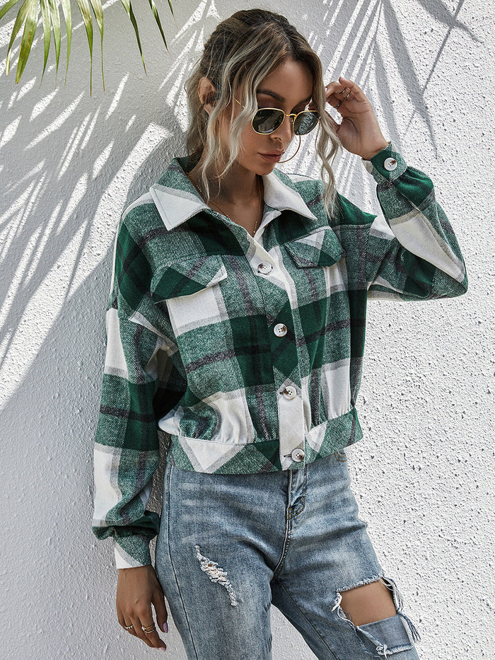 Ivy Lane Plaid Dropped Shoulder Shirt Jacket