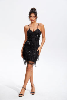 Sequin V-Neck Wrap Cami Dress