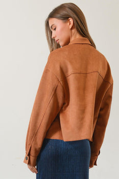 HYFVE Suede Button Down Cropped Jacket